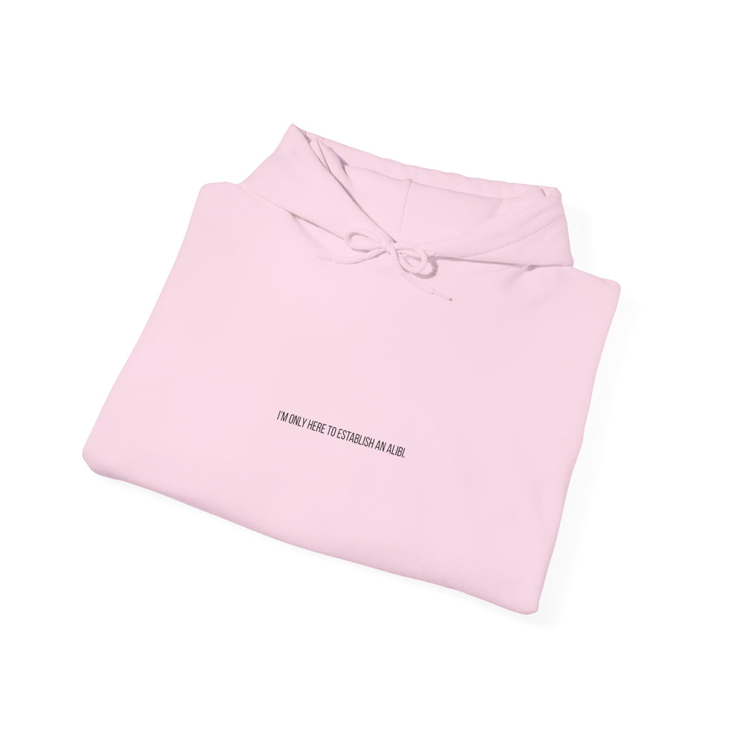 Sweat à capuche graphique « Je ne suis ici que pour un alibi »
