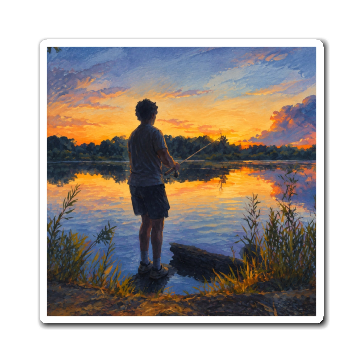 Sunset Fishing on Ringer Loop in Ellensburg, Washington Nature Scenic Magnet