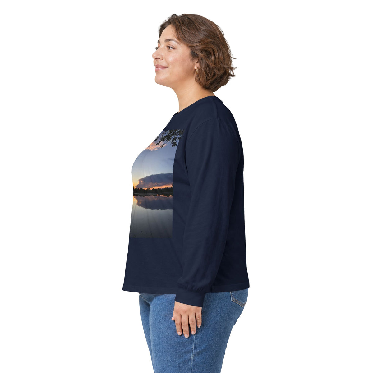 Ellensburg Sunset Fishing Pond Reflection Long Sleeve Tee