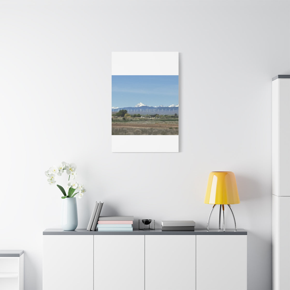 Mt Stuart Range with Windmill Landscape from Ellensburg Canvas Wall Art