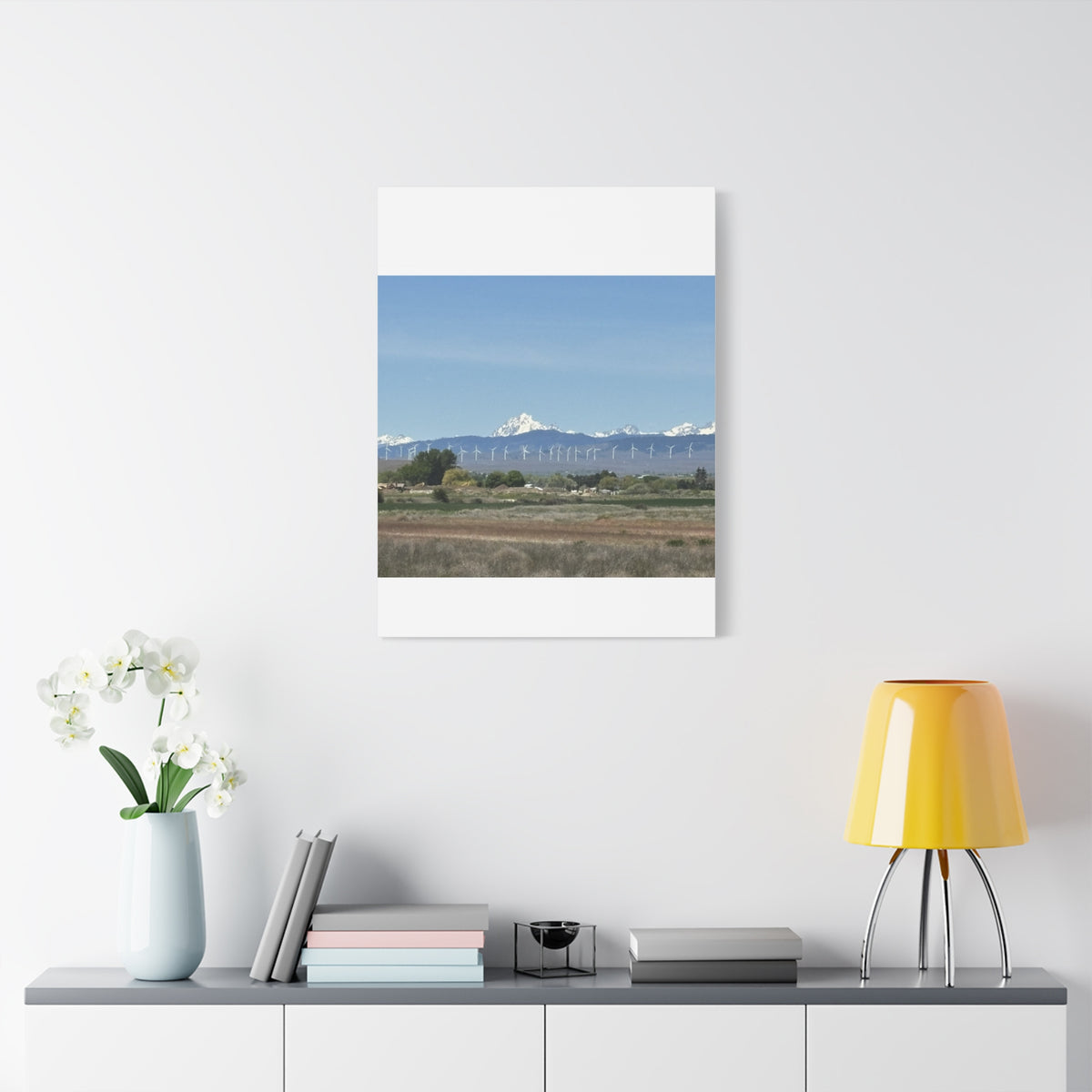 Mt Stuart Range with Windmill Landscape from Ellensburg Canvas Wall Art