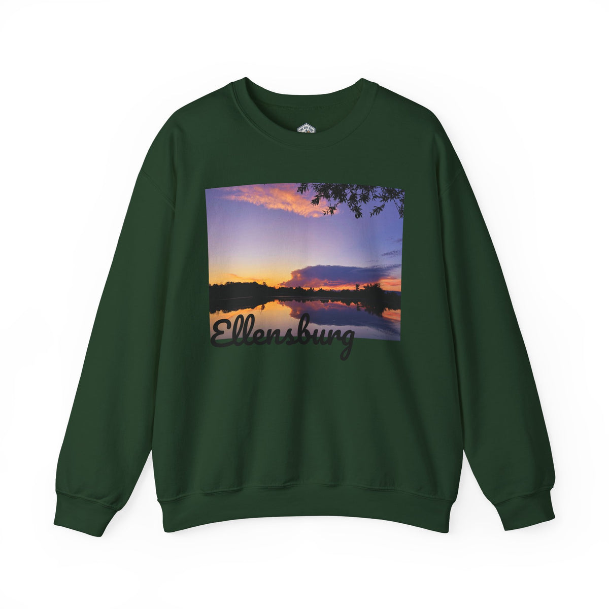Sweat-shirt ras du cou pour paysagiste avec coucher de soleil sur le lac d’Ellensburg