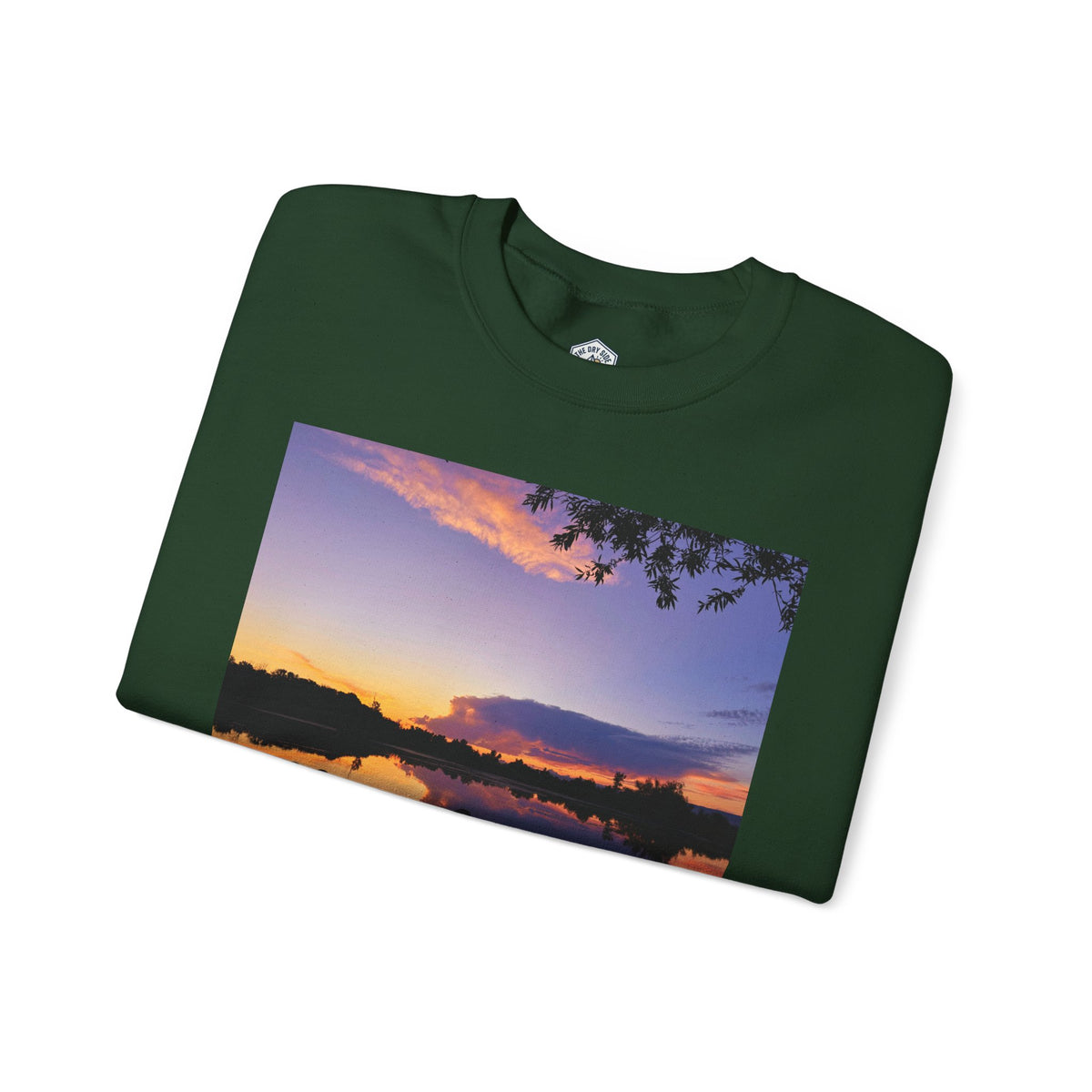 Sweat-shirt ras du cou pour paysagiste avec coucher de soleil sur le lac d’Ellensburg