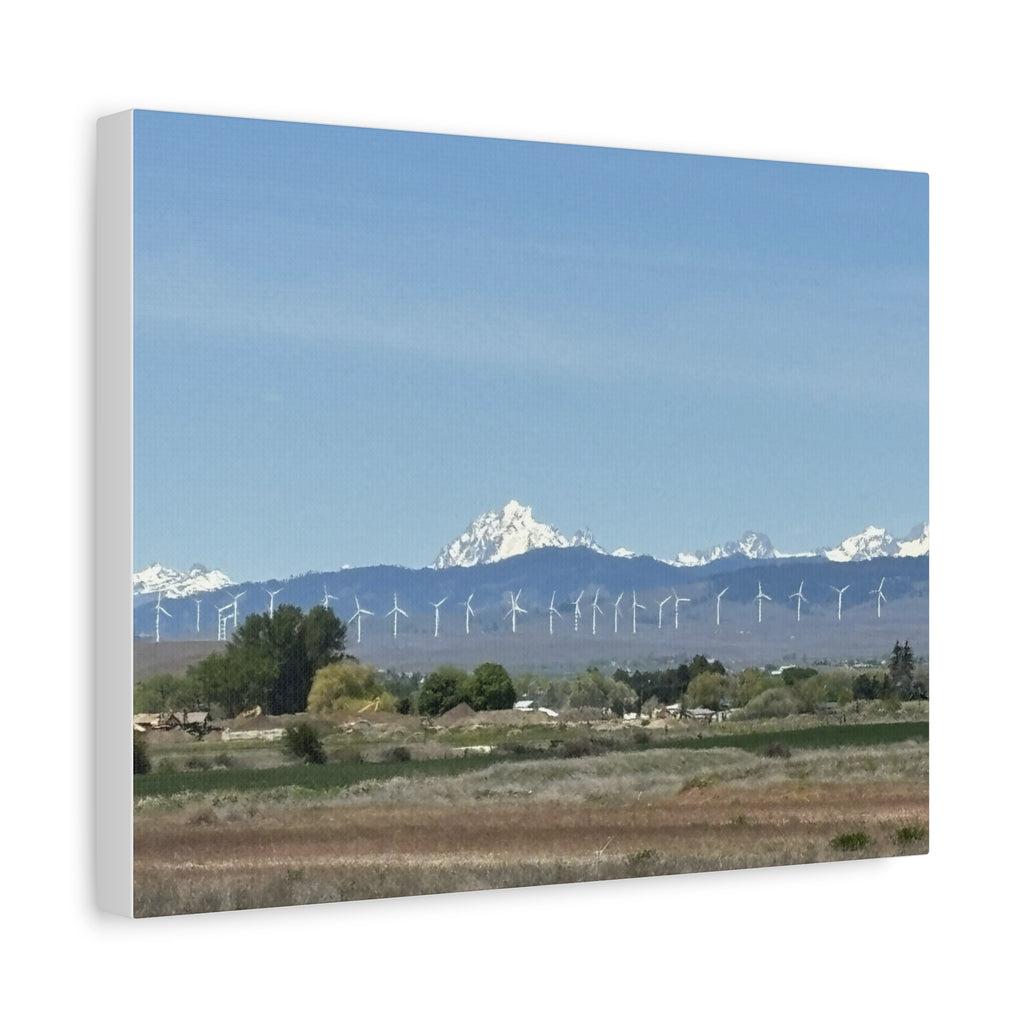 Mt Stuart Range with Windmill Landscape from Ellensburg Canvas Wall Art