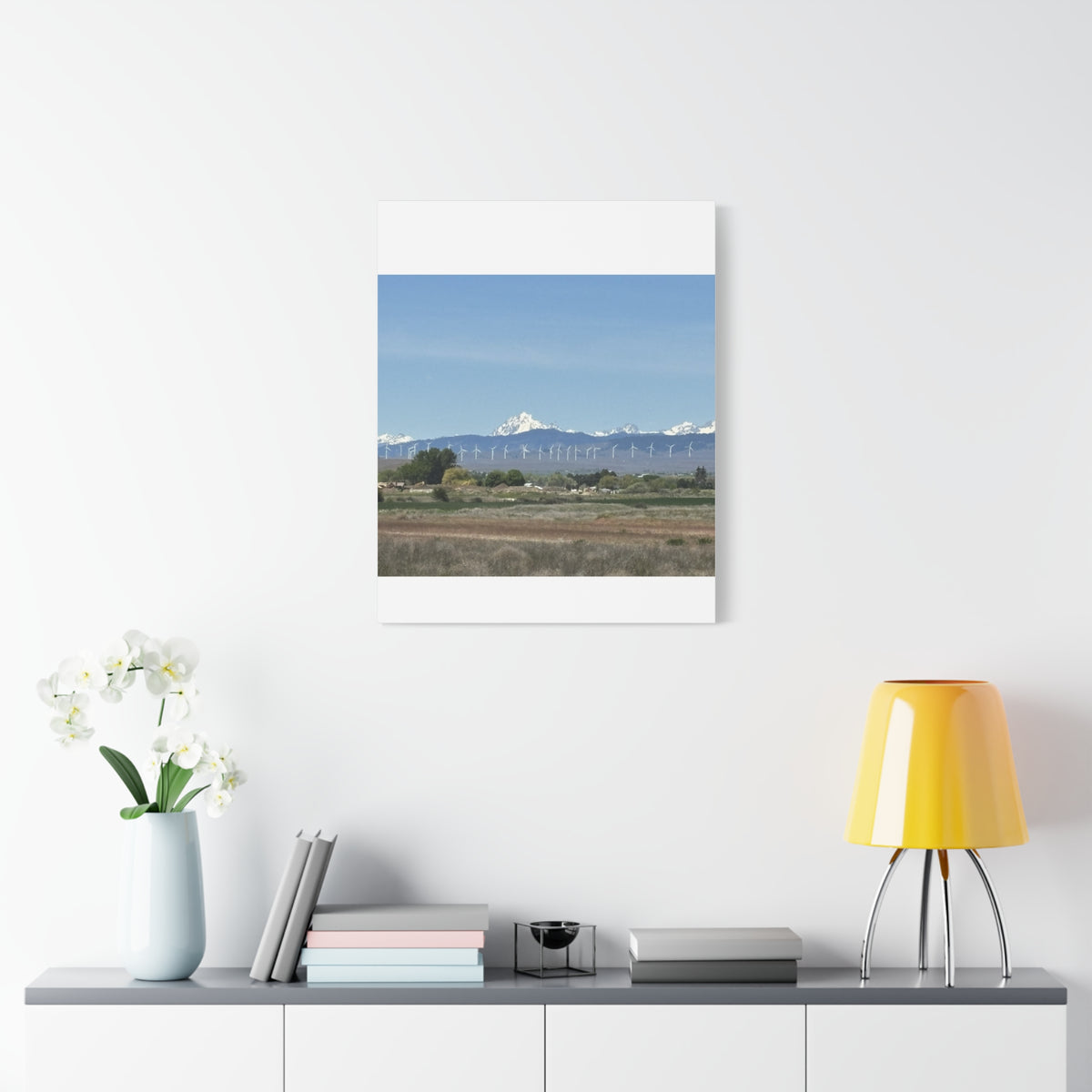 Mt Stuart Range with Windmill Landscape from Ellensburg Canvas Wall Art