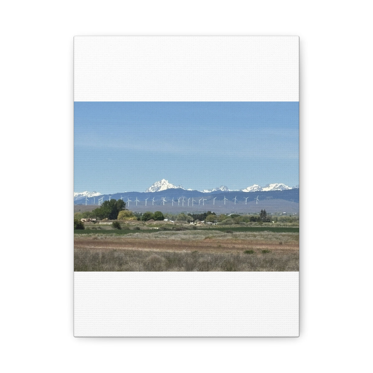 Décoration murale sur toile représentant la chaîne du mont Stuart et des éoliennes, vue depuis Ellensburg