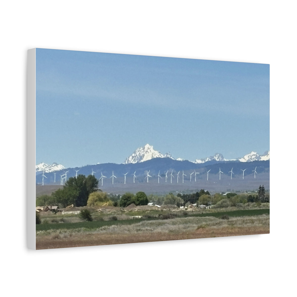Mt Stuart Range with Windmill Landscape from Ellensburg Canvas Wall Art