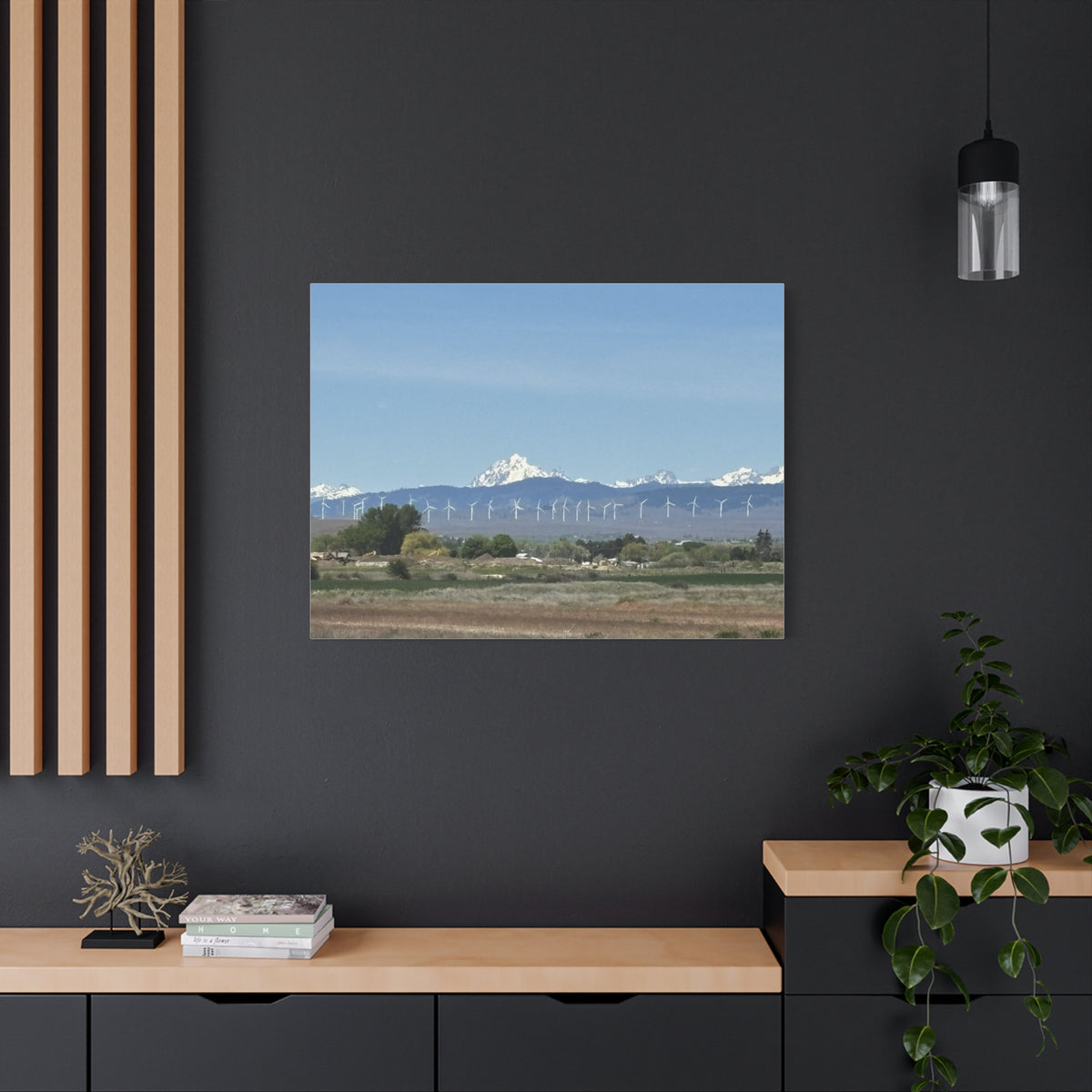 Mt Stuart Range with Windmill Landscape from Ellensburg Canvas Wall Art