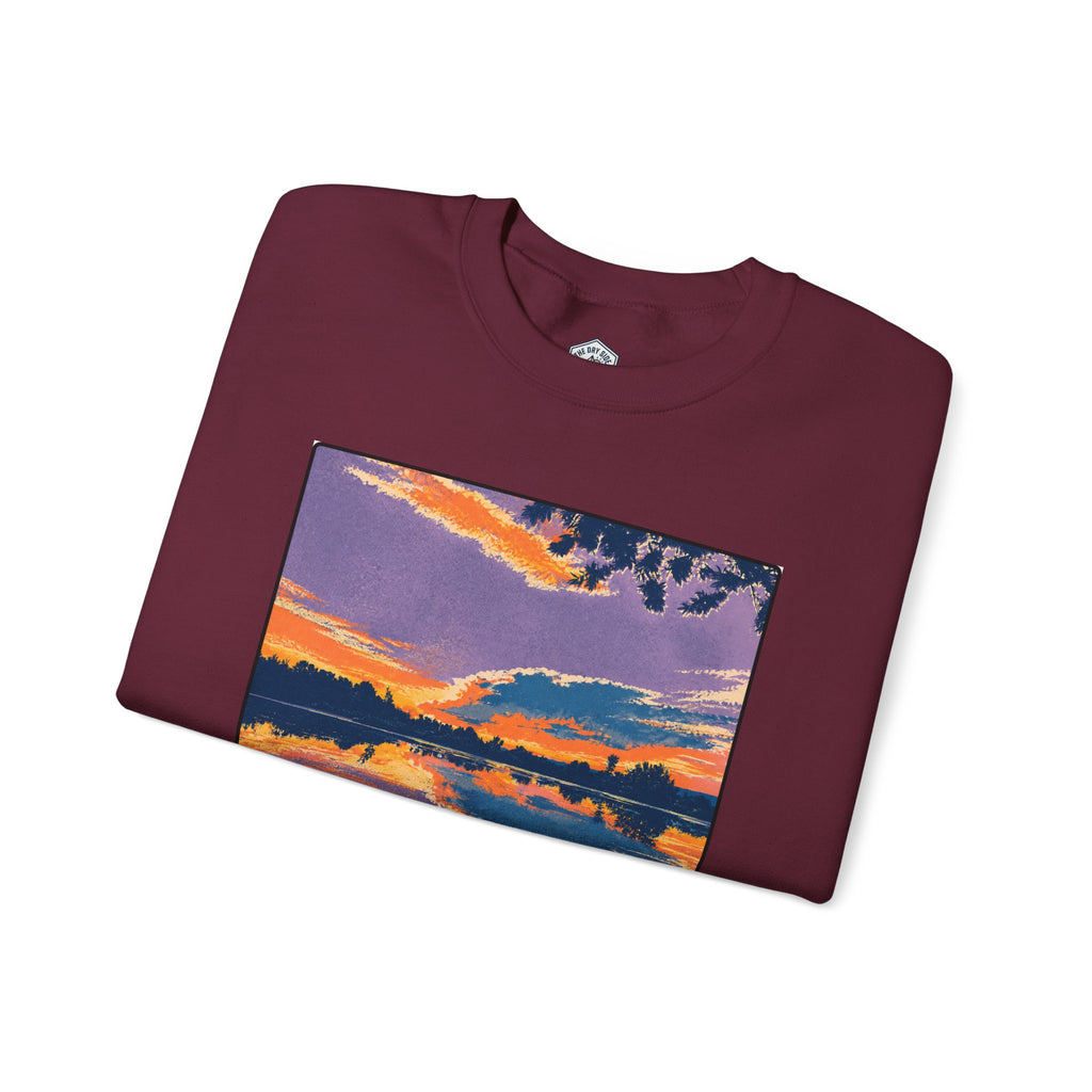Retro Sunset Ellensburg Ringer Loop Crewneck Sweatshirt