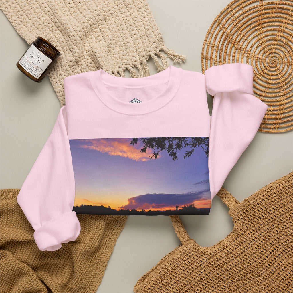Sweat-shirt ras du cou pour paysagiste avec coucher de soleil sur le lac d’Ellensburg