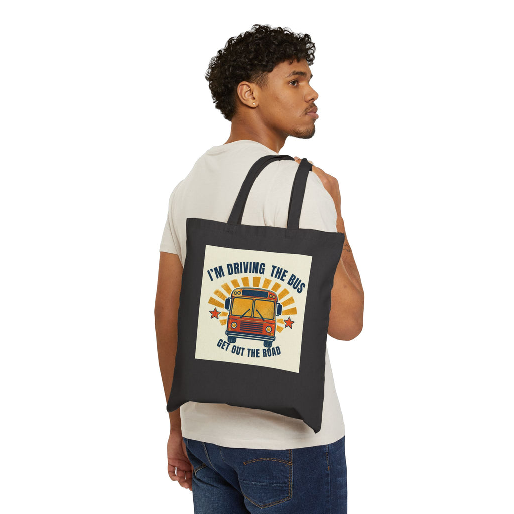 Retro Driving the Bus Canvas Tote Bag