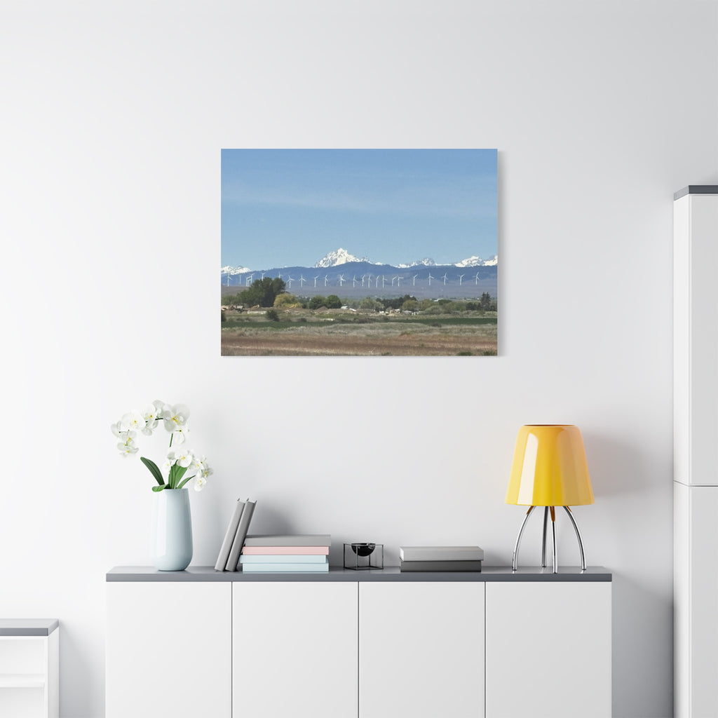 Mt Stuart Range with Windmill Landscape from Ellensburg Canvas Wall Art