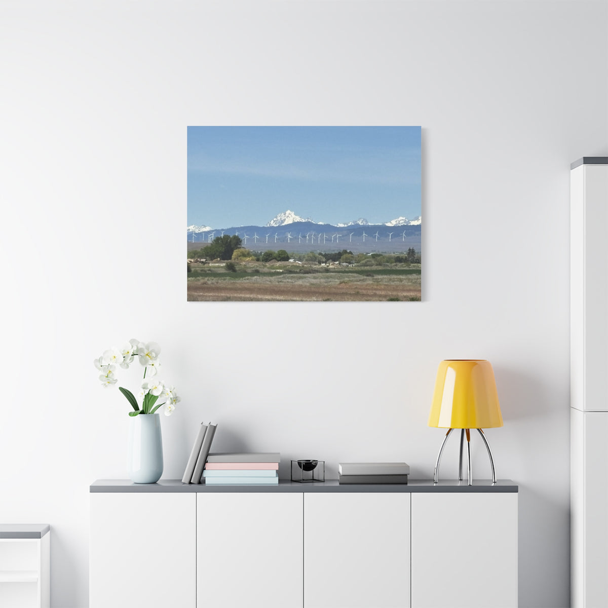 Mt Stuart Range with Windmill Landscape from Ellensburg Canvas Wall Art