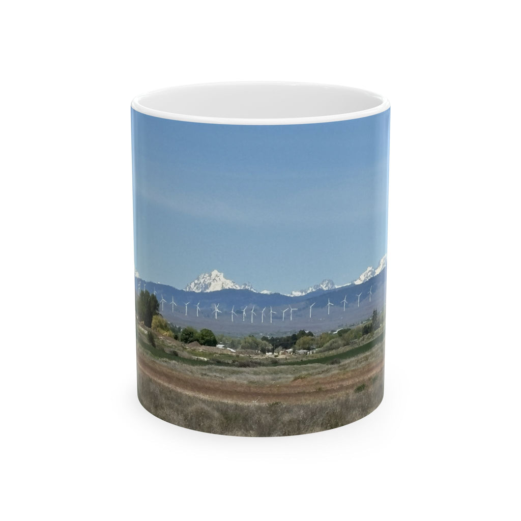 Mt. Stuart Wind Farm Landscape Ceramic Mug: Ellensburg Edition