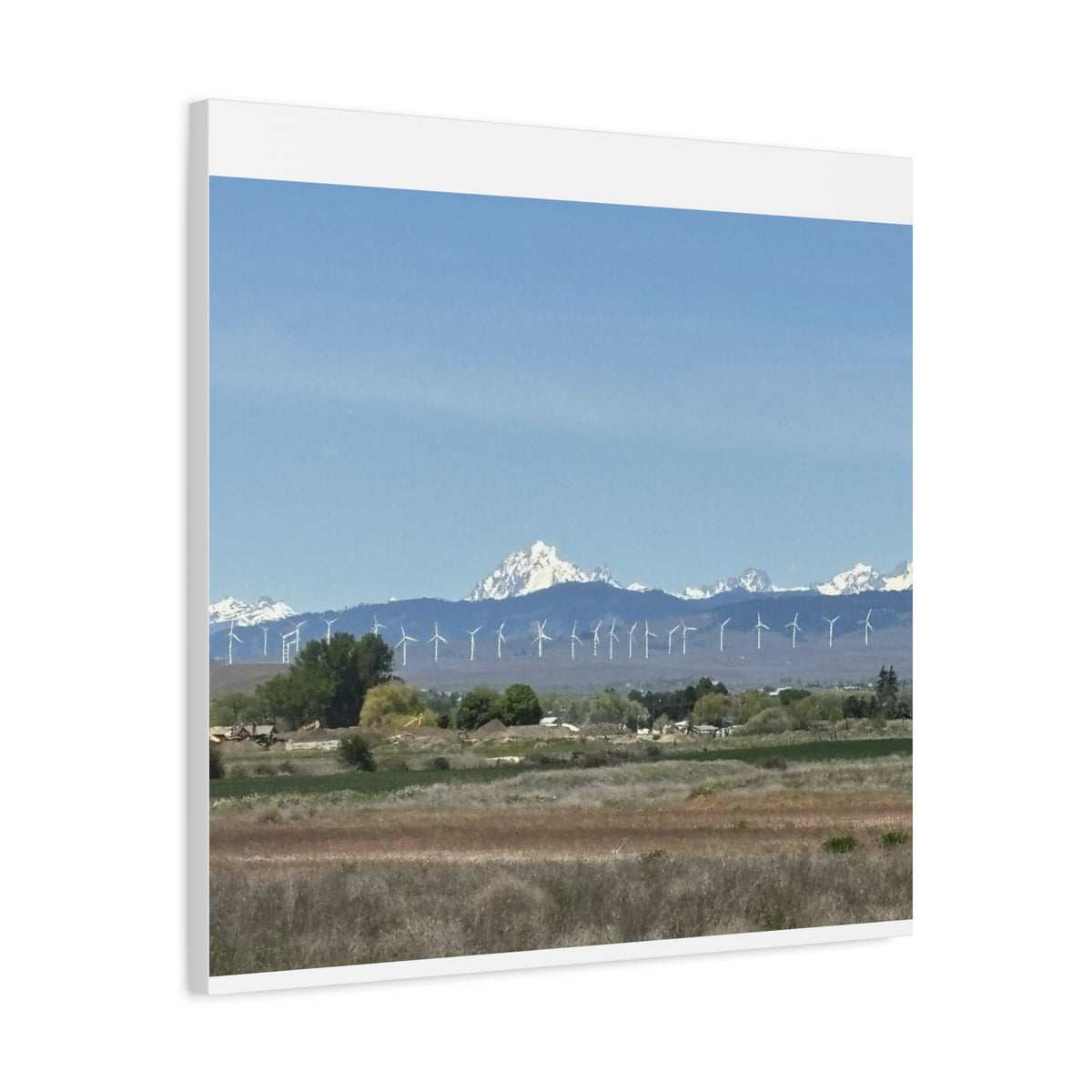 Mt Stuart Range with Windmill Landscape from Ellensburg Canvas Wall Art
