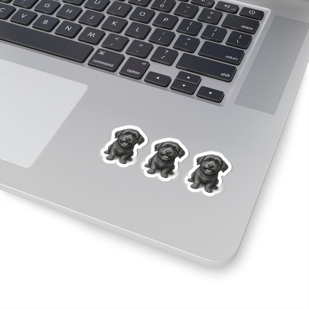 Cute Black Puppy Kiss-Cut Stickers