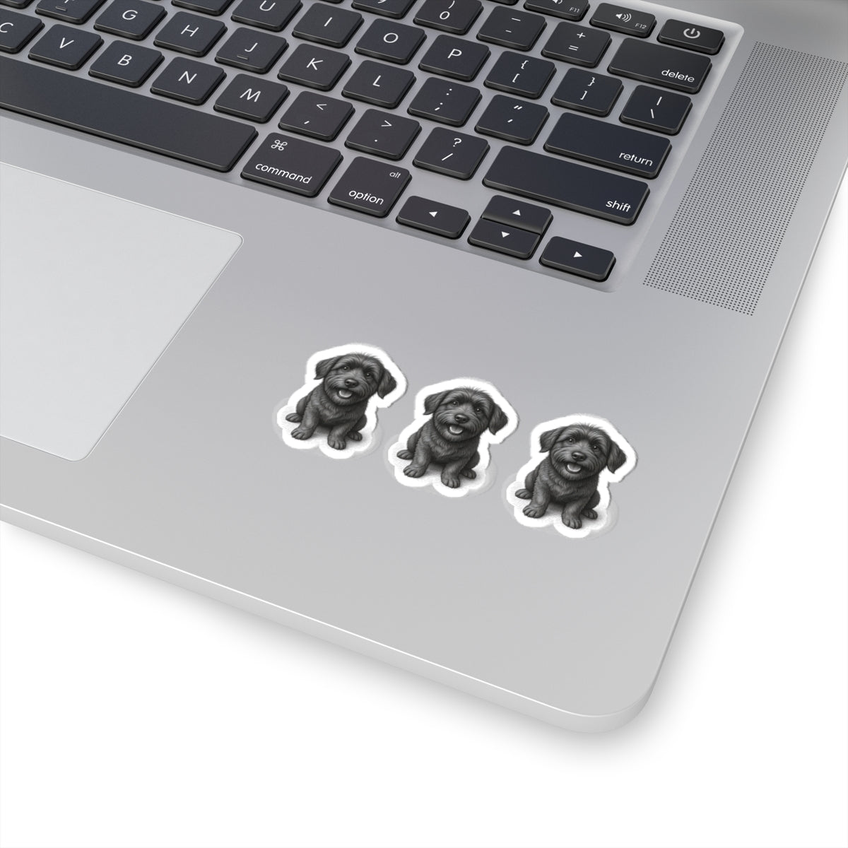 Cute Black Puppy Kiss-Cut Stickers