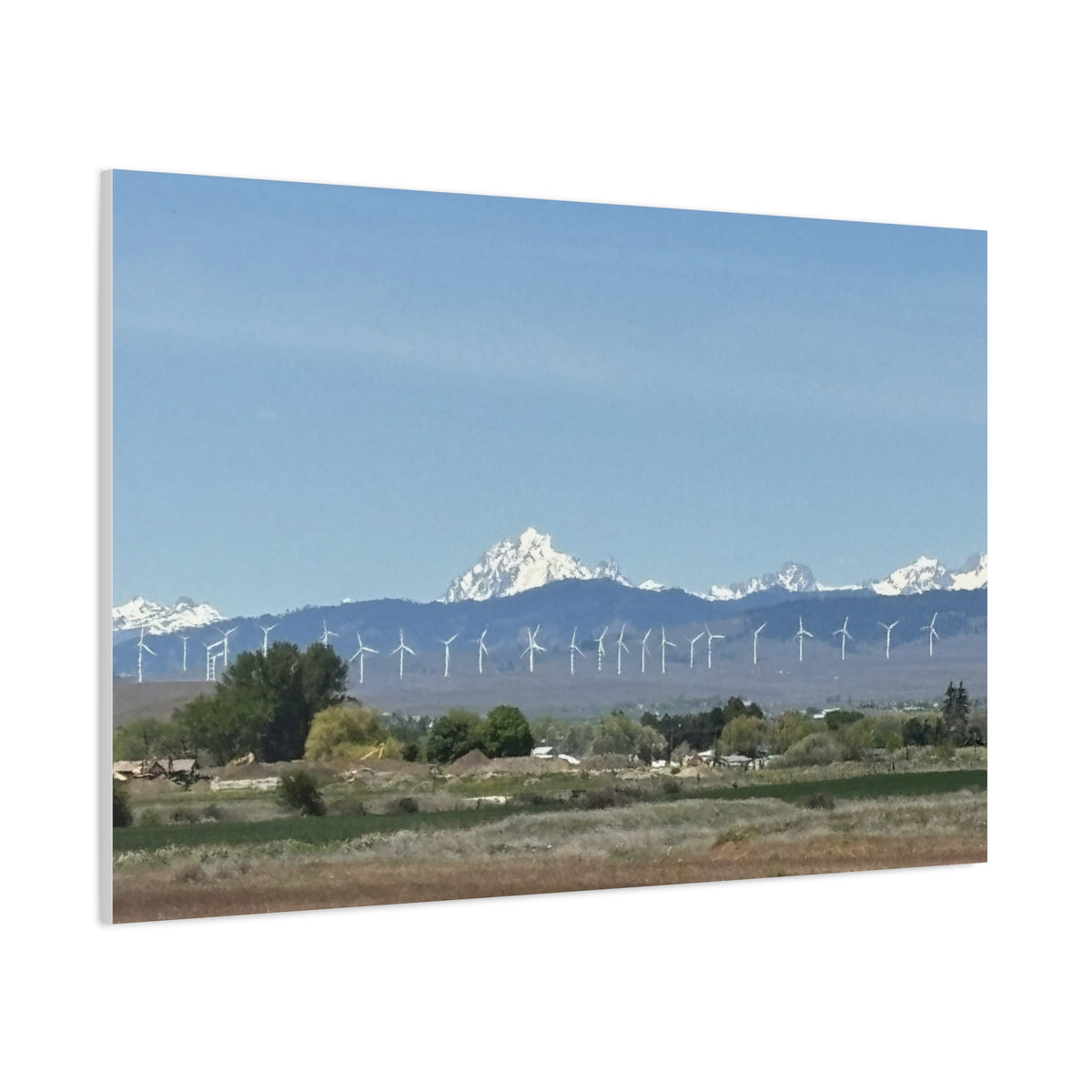 Mt Stuart Range with Windmill Landscape from Ellensburg Canvas Wall Art