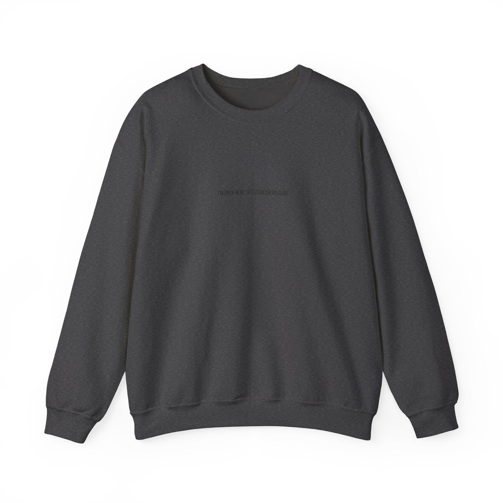 Sweat-shirt col rond minimaliste « Je ne suis ici que pour un alibi »