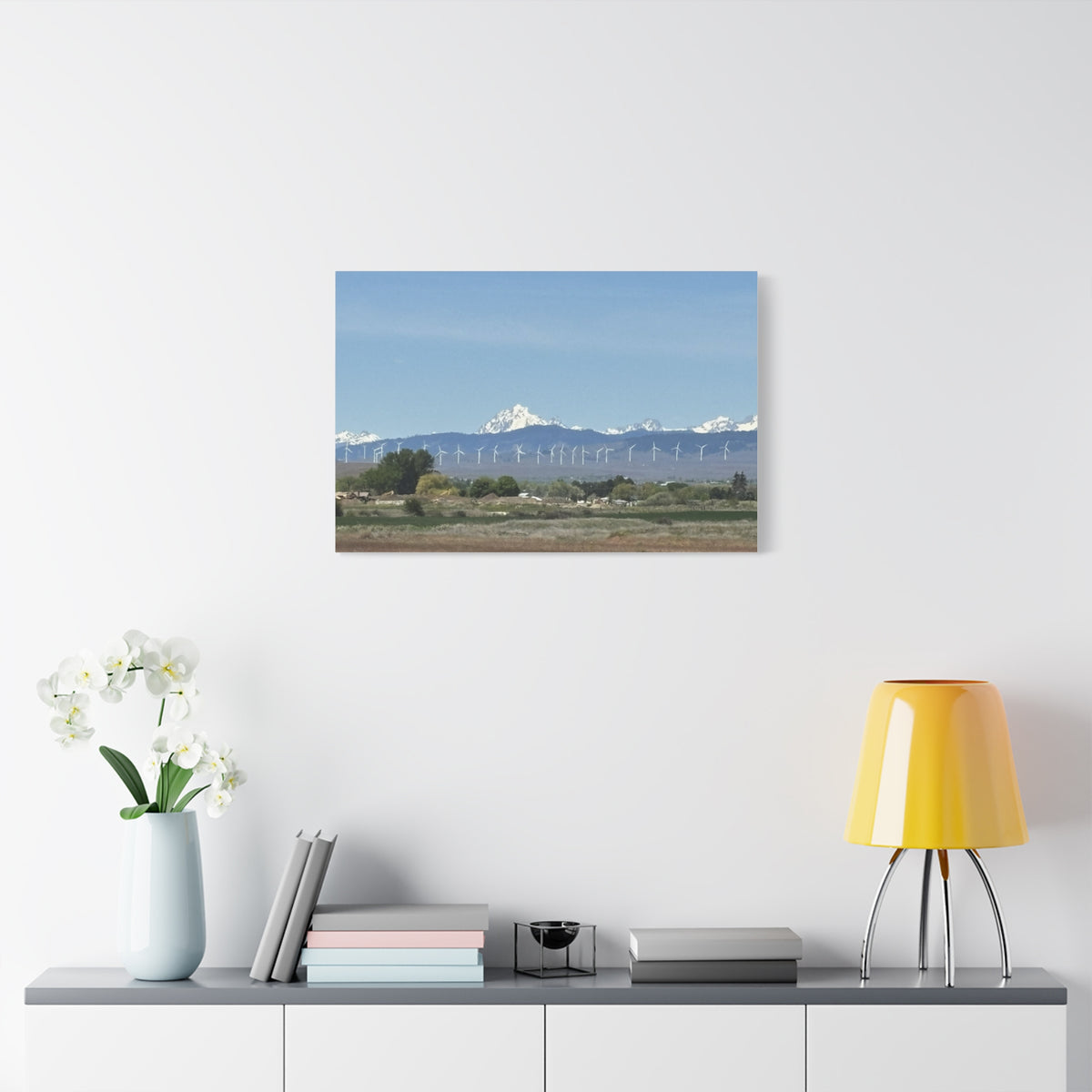 Mt Stuart Range with Windmill Landscape from Ellensburg Canvas Wall Art