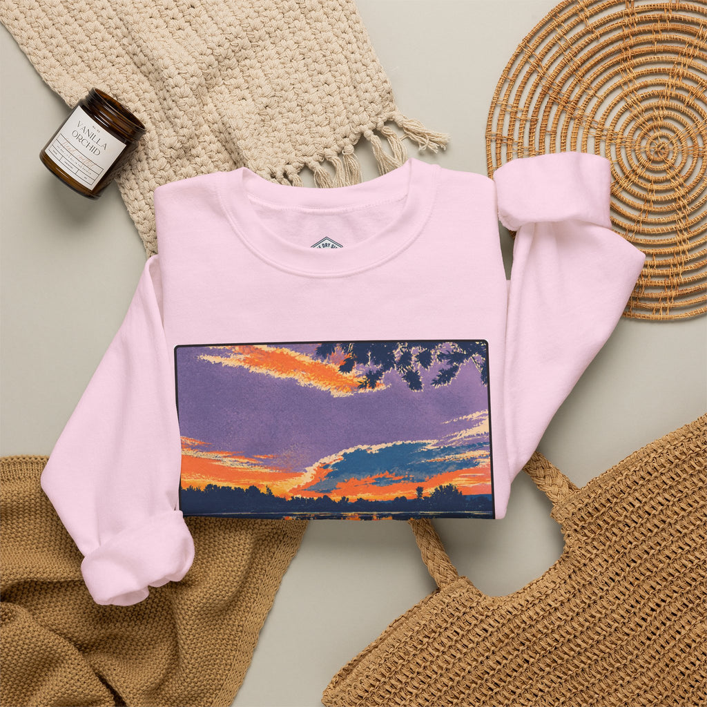 Retro Sunset Ellensburg Ringer Loop Crewneck Sweatshirt