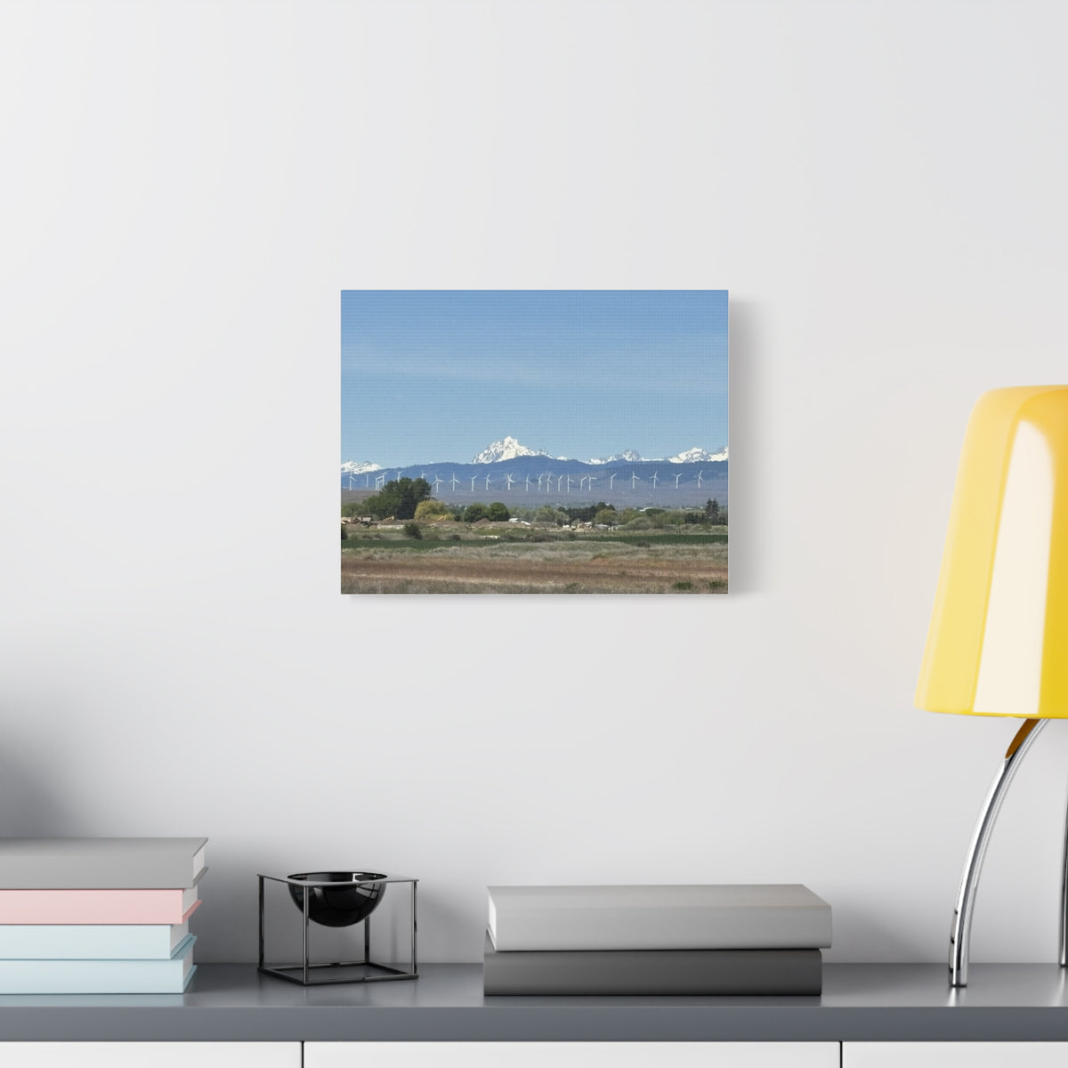 Mt Stuart Range with Windmill Landscape from Ellensburg Canvas Wall Art