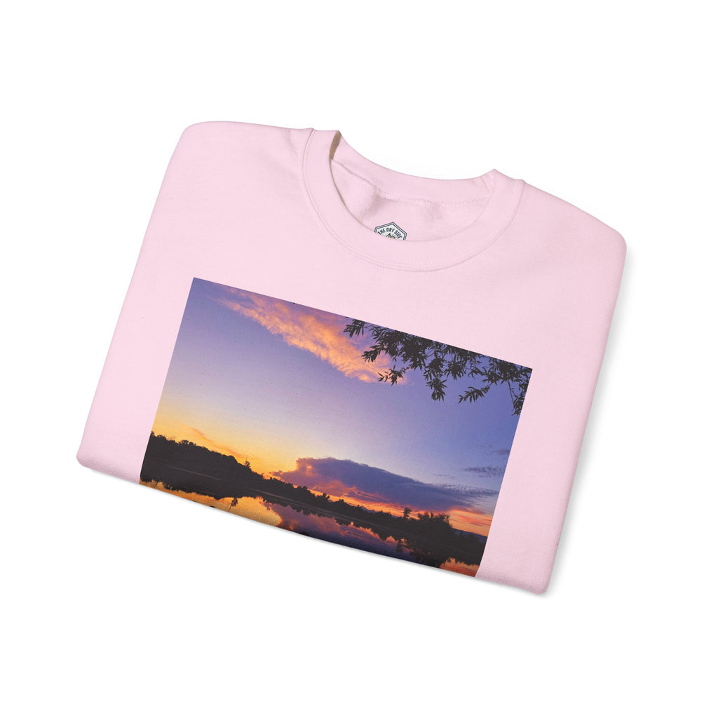 Sweat-shirt ras du cou pour paysagiste avec coucher de soleil sur le lac d’Ellensburg