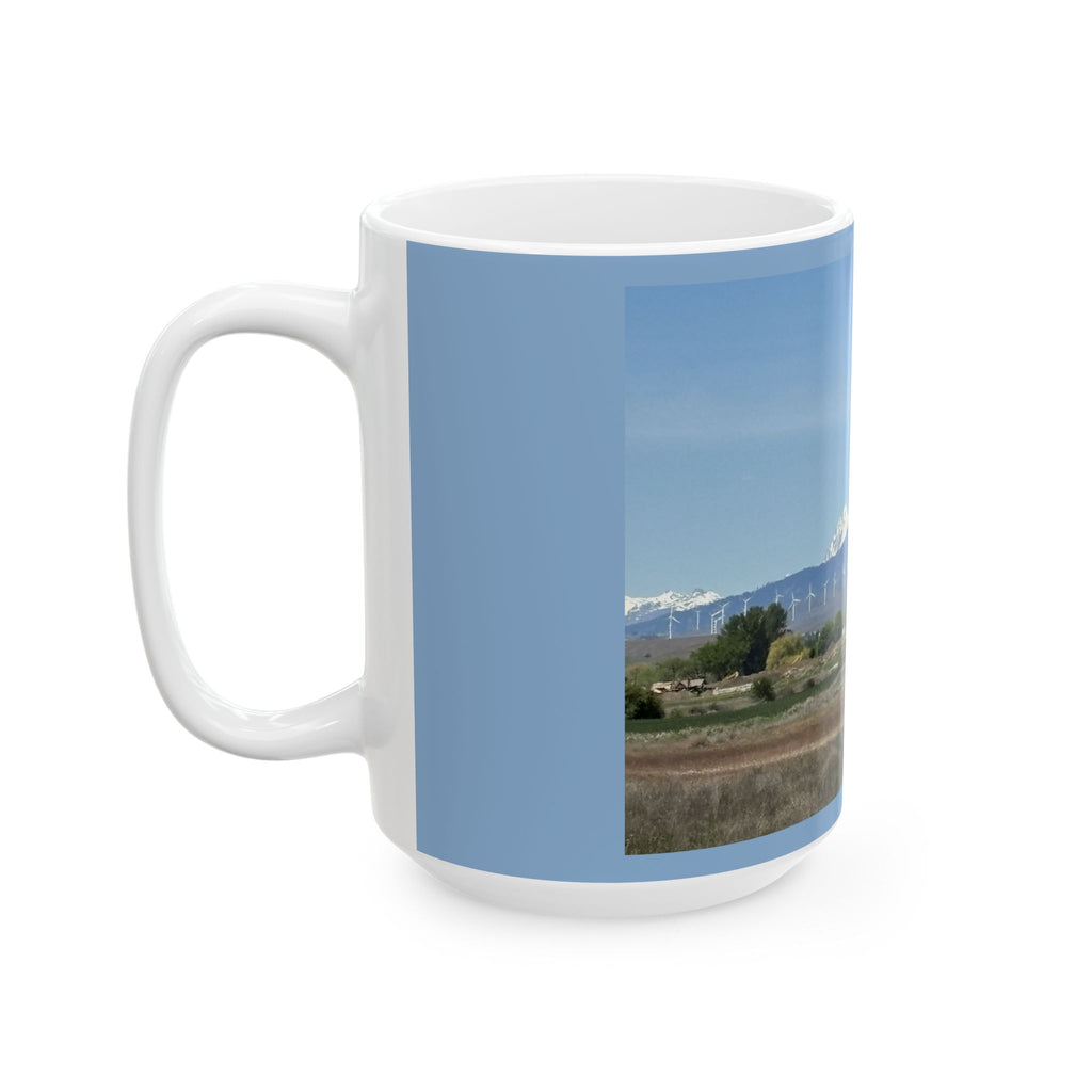 Mt. Stuart Wind Farm Landscape Ceramic Mug: Ellensburg Edition