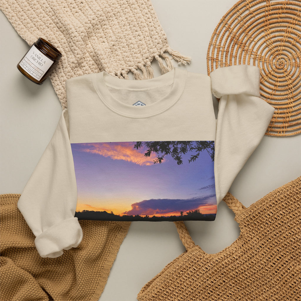Sweat-shirt ras du cou pour paysagiste avec coucher de soleil sur le lac d’Ellensburg