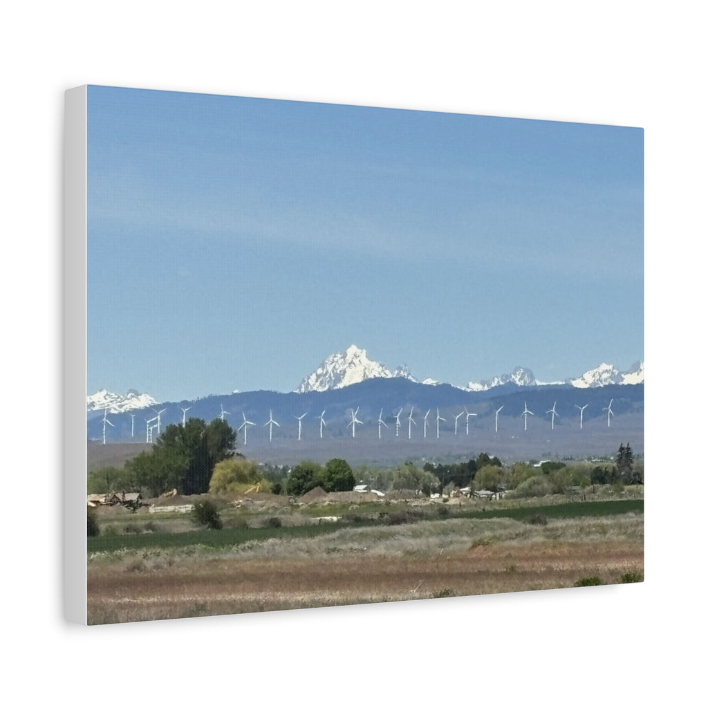Mt Stuart Range with Windmill Landscape from Ellensburg Canvas Wall Art