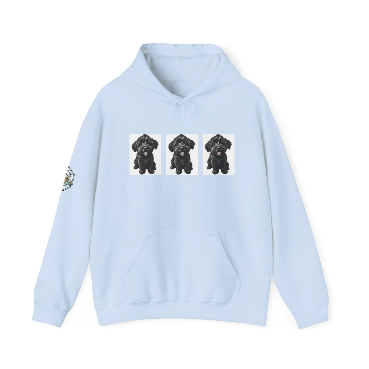 Three Black Schnoodle Puppy Graphic Hoodie
