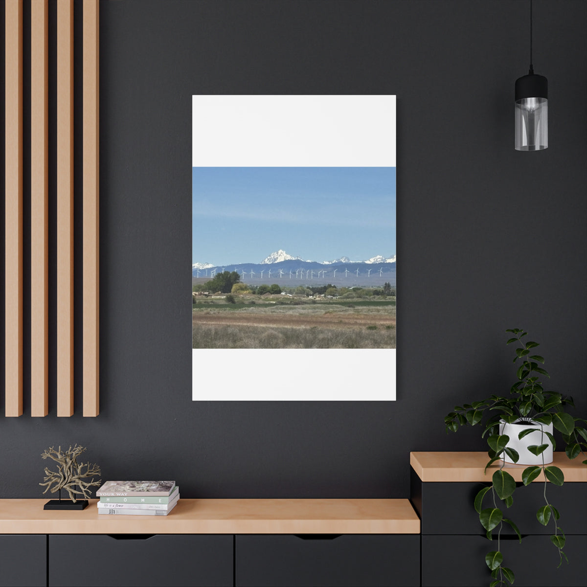 Mt Stuart Range with Windmill Landscape from Ellensburg Canvas Wall Art