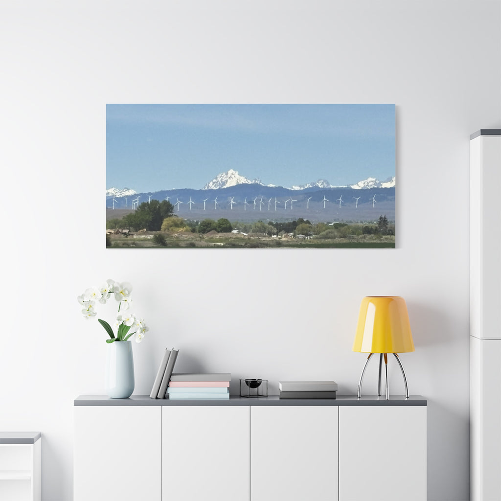 Mt Stuart Range with Windmill Landscape from Ellensburg Canvas Wall Art