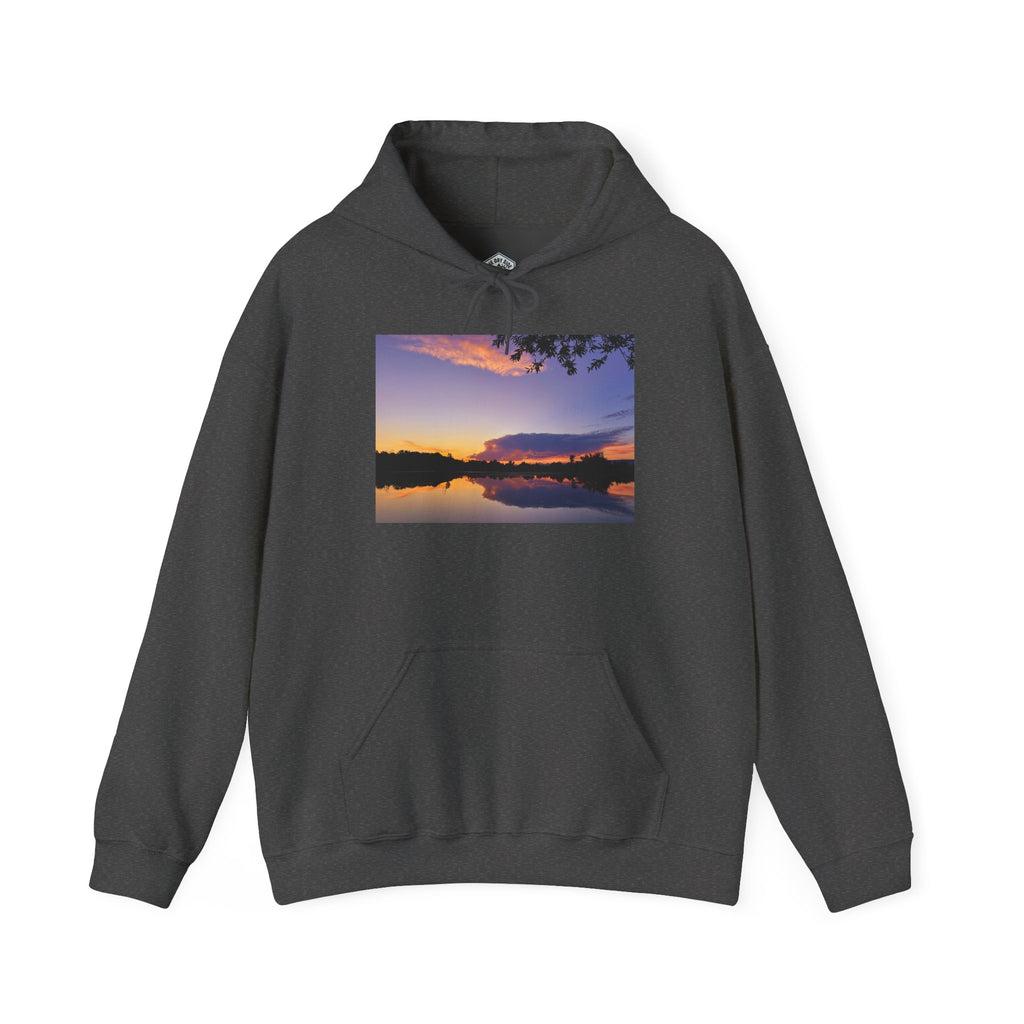 Sweat à capuche de l’étang de pêche au coucher du soleil d’Ellensburg