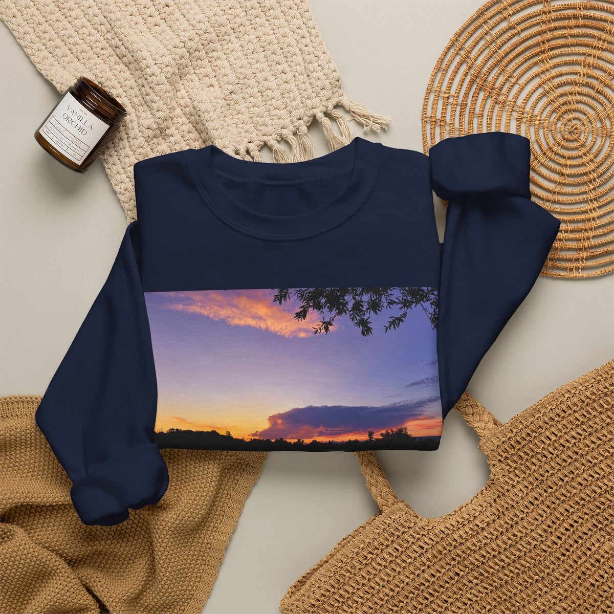 Ellensburg Sunset Lake Landscape Crewneck Sweatshirt