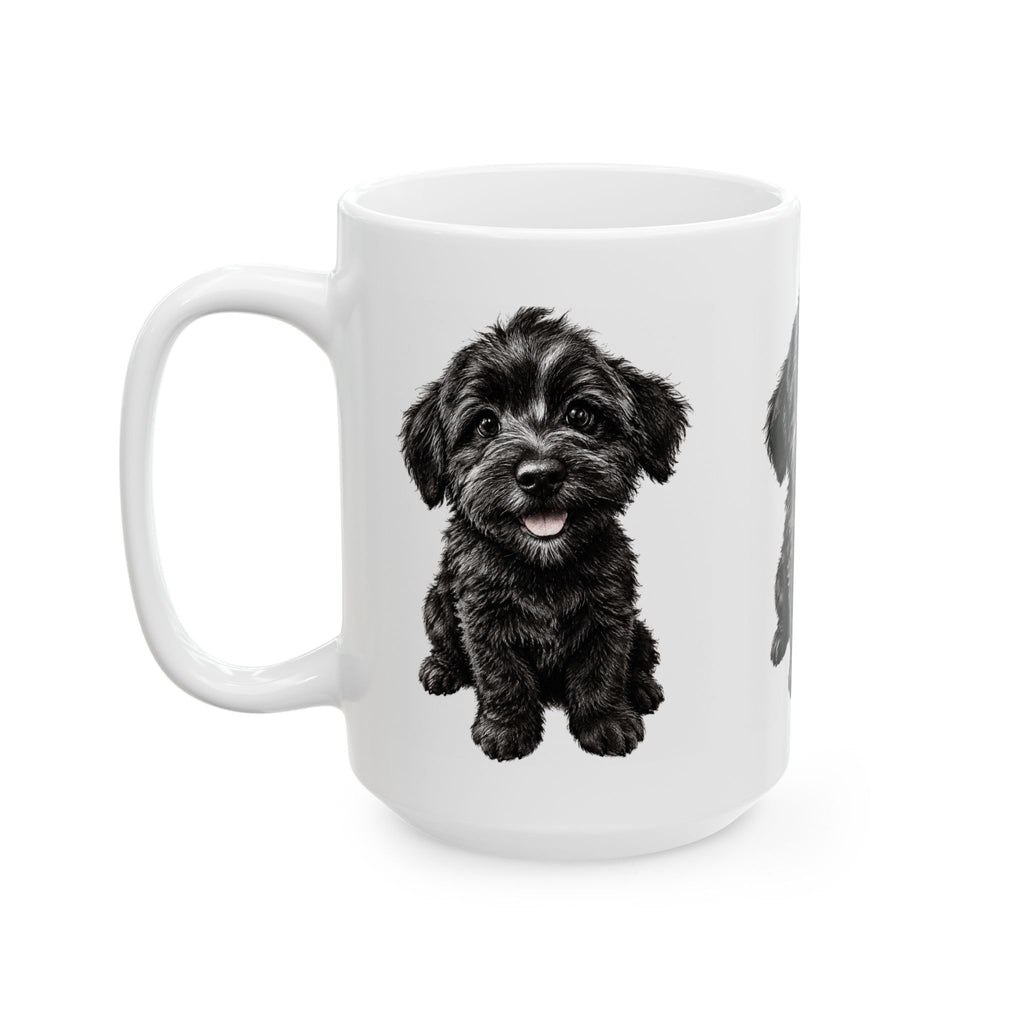 Adorable Black Schnoodle Puppy Ceramic Mug