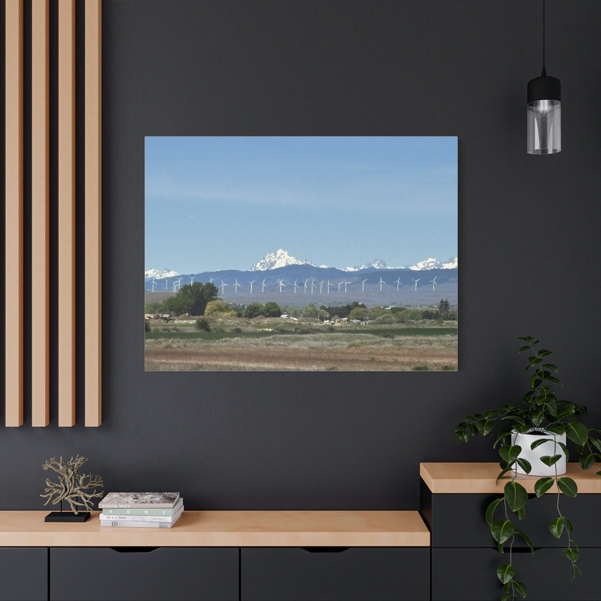 Mt Stuart Range with Windmill Landscape from Ellensburg Canvas Wall Art