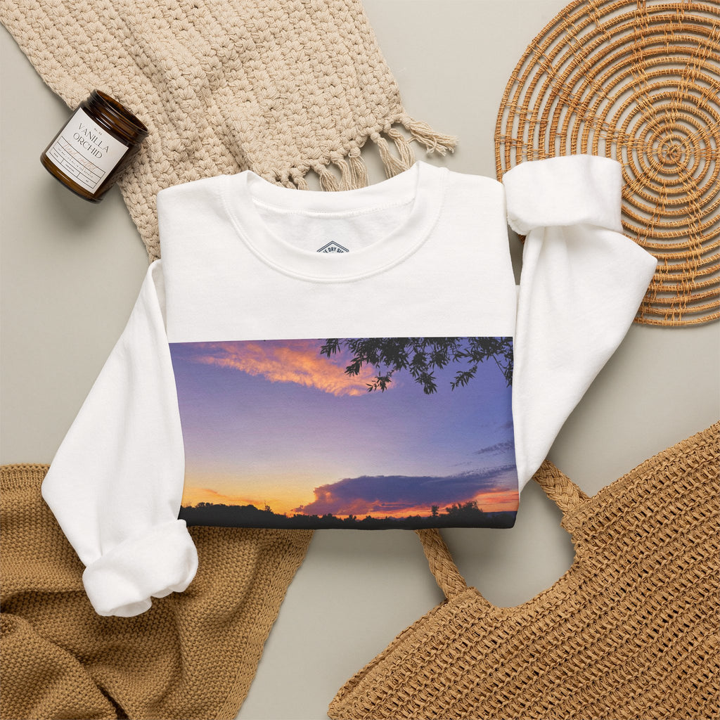 Sweat-shirt ras du cou pour paysagiste avec coucher de soleil sur le lac d’Ellensburg