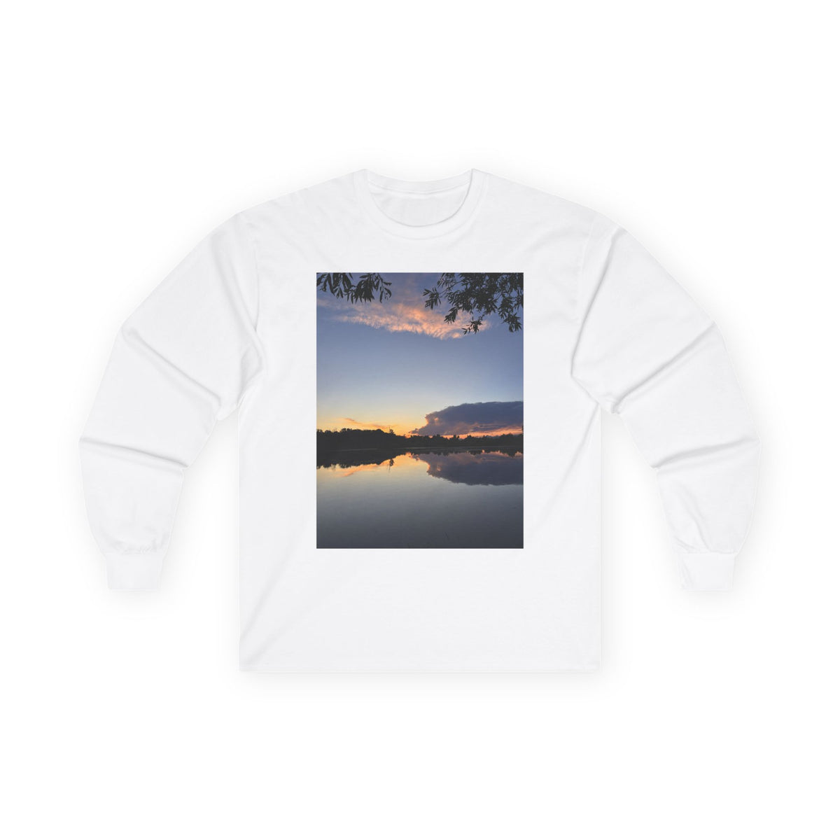 Ellensburg Sunset Fishing Pond Reflection Long Sleeve Tee