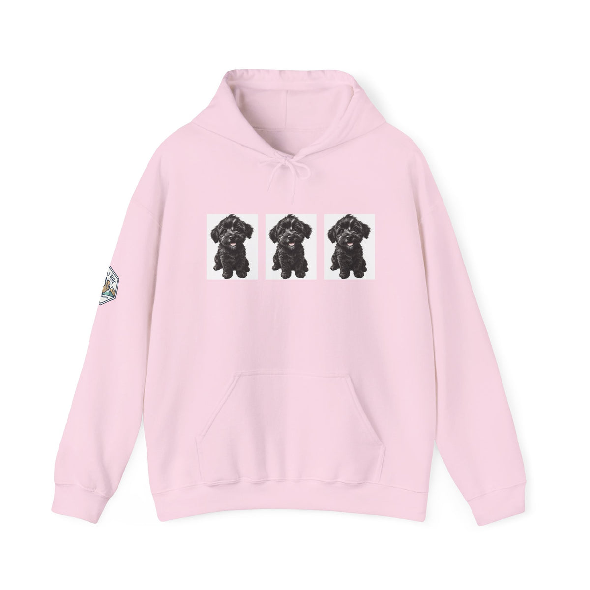 Three Black Schnoodle Puppy Graphic Hoodie