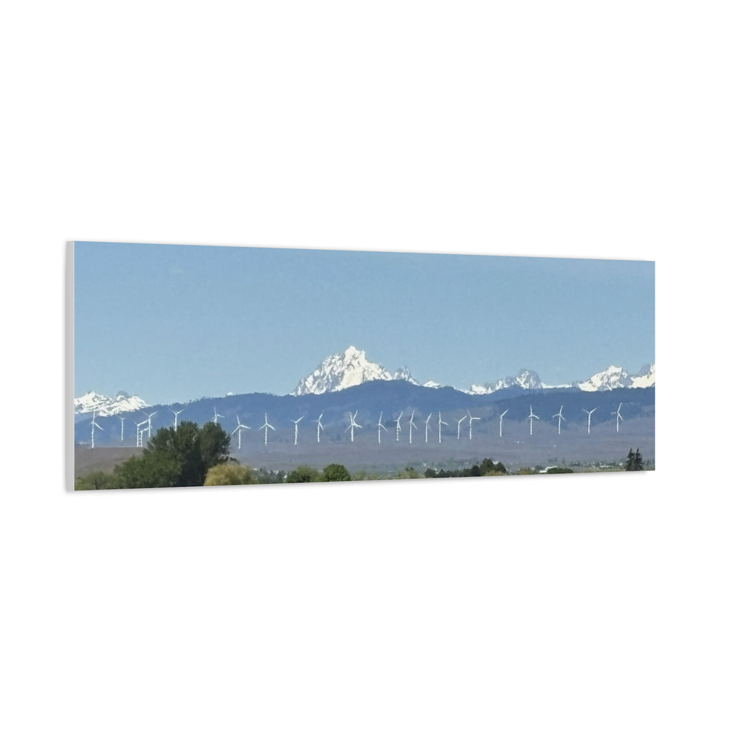 Mt Stuart Range with Windmill Landscape from Ellensburg Canvas Wall Art