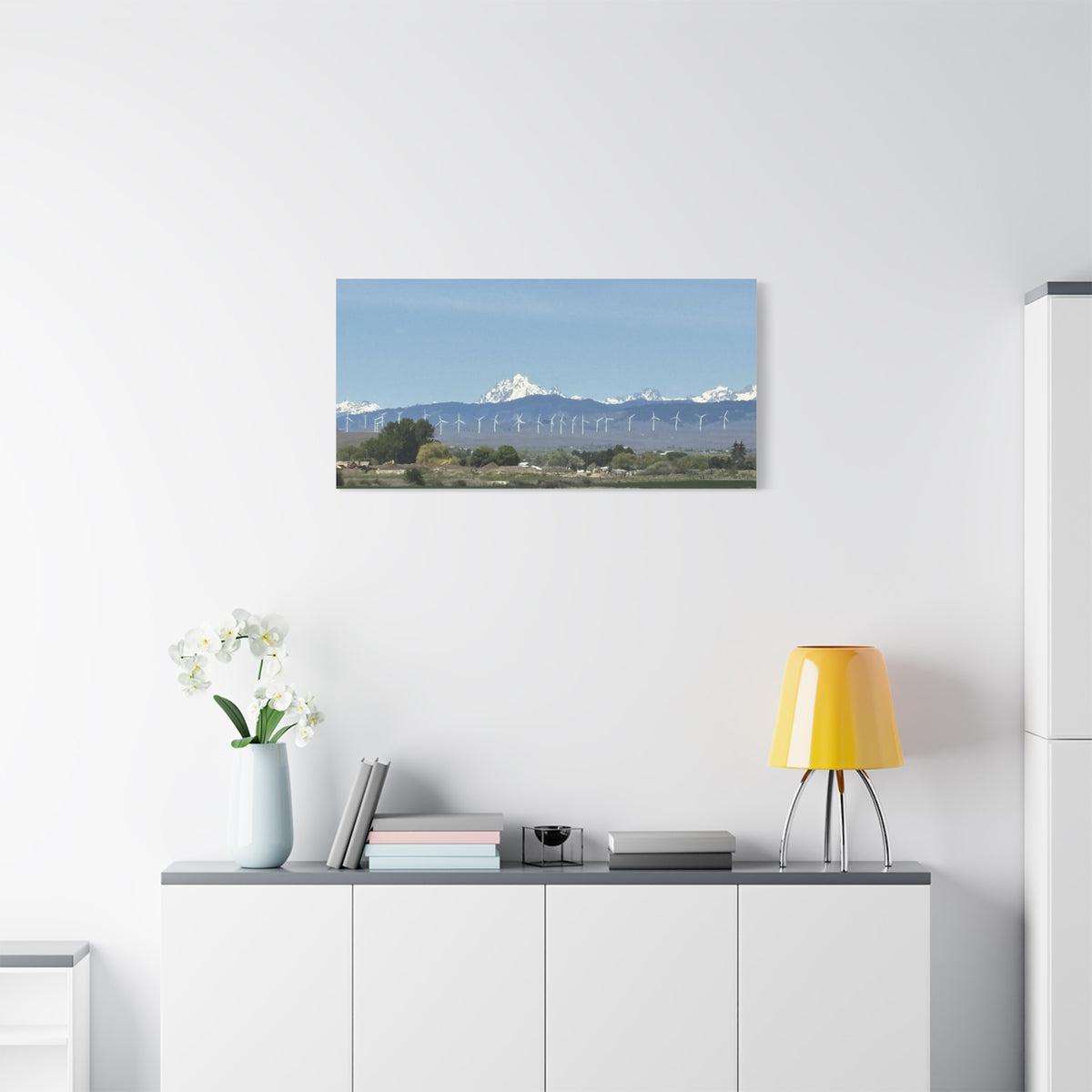 Mt Stuart Range with Windmill Landscape from Ellensburg Canvas Wall Art