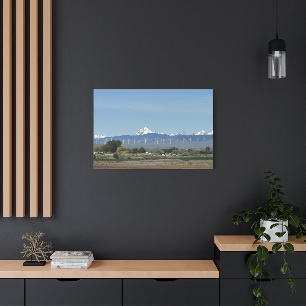 Mt Stuart Range with Windmill Landscape from Ellensburg Canvas Wall Art