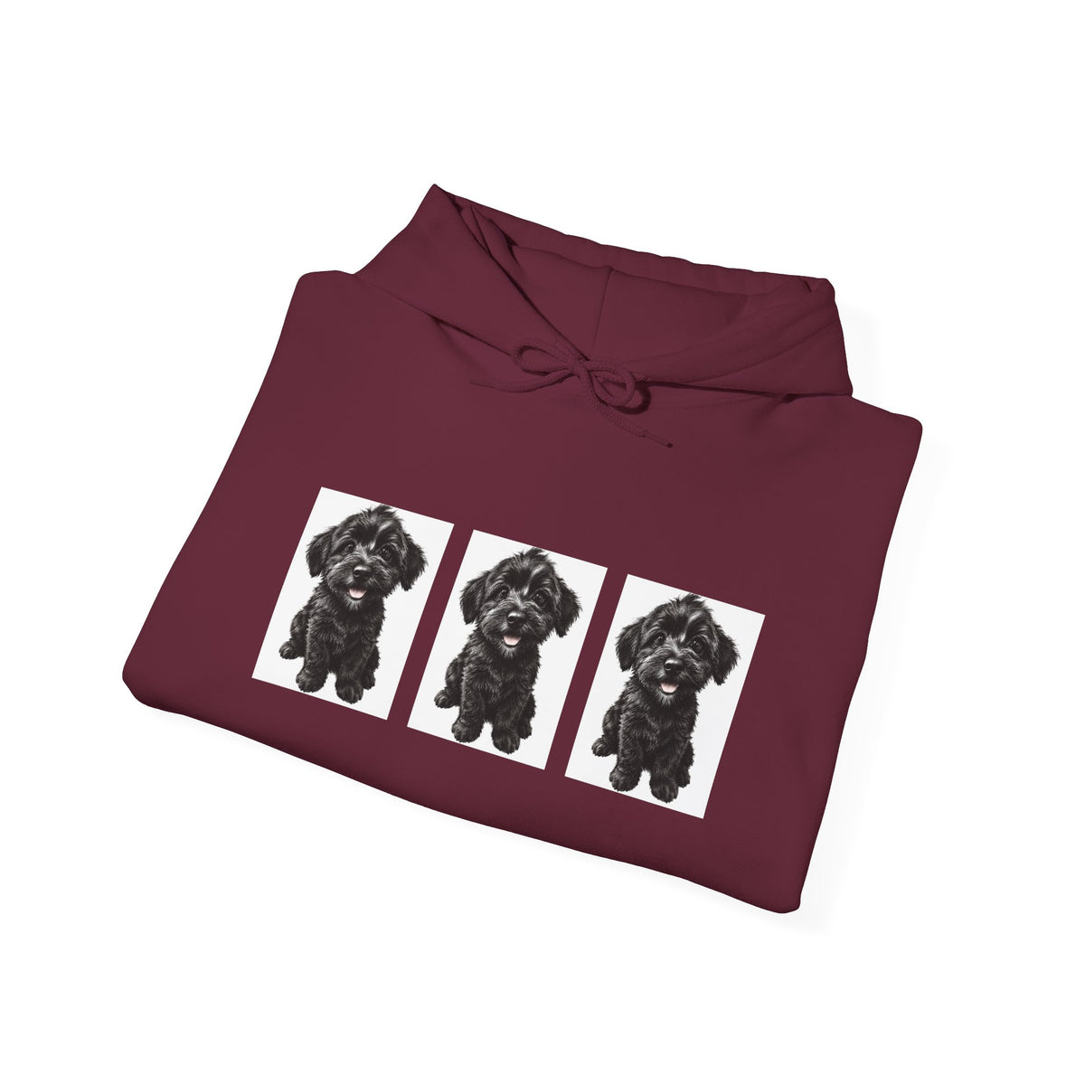 Three Black Schnoodle Puppy Graphic Hoodie