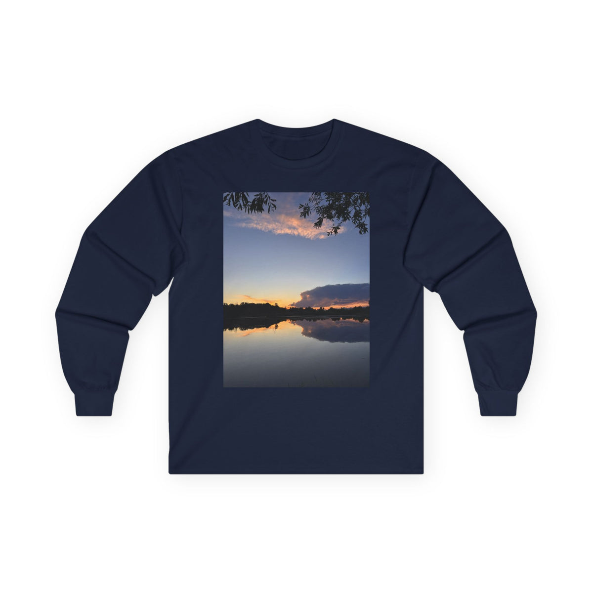Ellensburg Sunset Fishing Pond Reflection Long Sleeve Tee