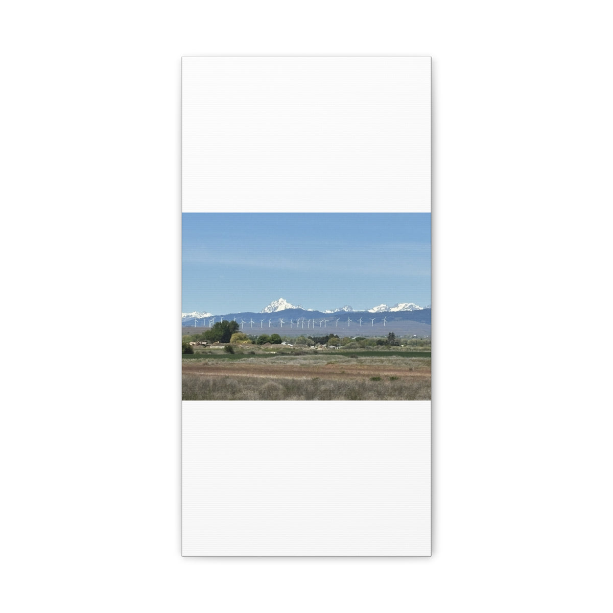 Décoration murale sur toile représentant la chaîne du mont Stuart et des éoliennes, vue depuis Ellensburg