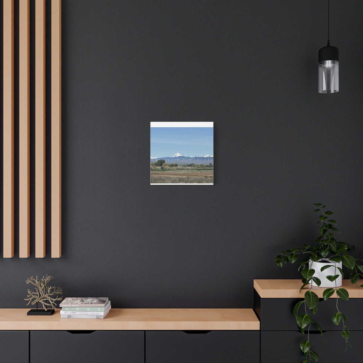 Mt Stuart Range with Windmill Landscape from Ellensburg Canvas Wall Art