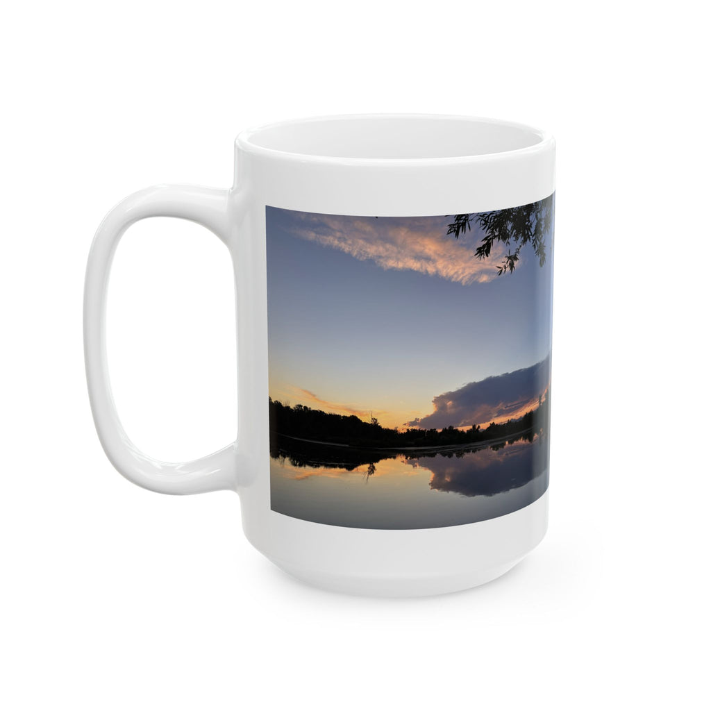 Mug en céramique Ellensburg avec anse en boucle, motif reflet d’étang de pêche