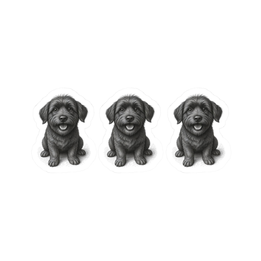 Cute Black Puppy Kiss-Cut Stickers