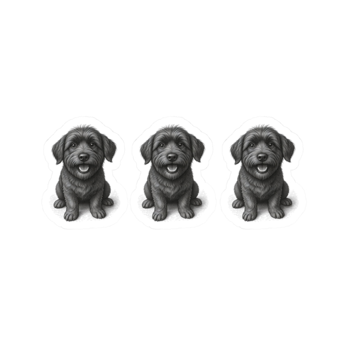 Cute Black Puppy Kiss-Cut Stickers